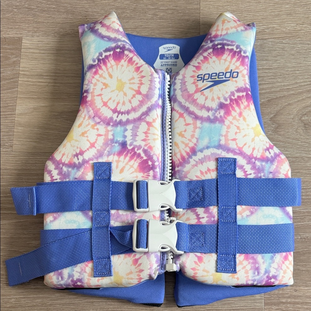 Speedo Kids Swim Vest - Colorful Tie-Dye and Blue